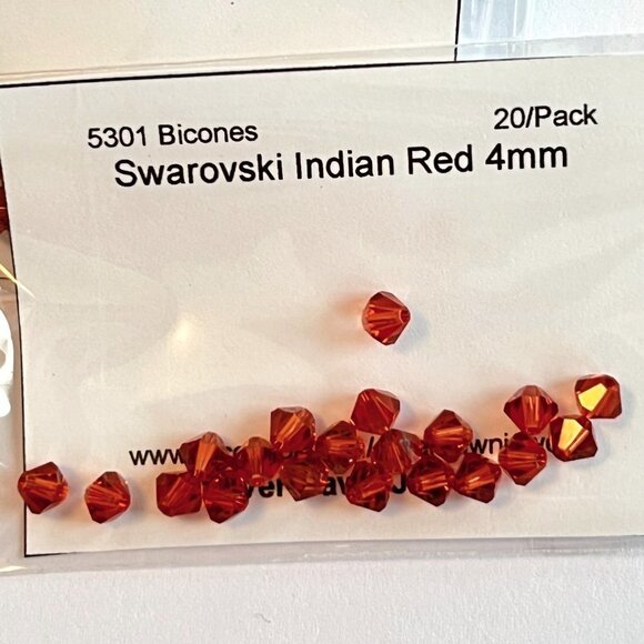 As Low as $2 4mm Indian Red Swarovski Crystal Bicone (5301) Beads 20pcs - Picture 4 of 4